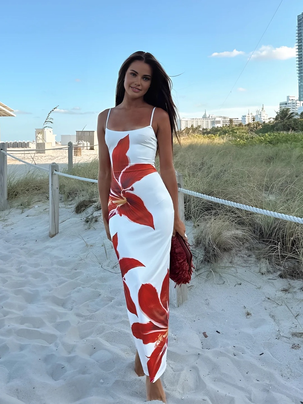 NWT Commense Floral Print Sleeveless Maxi Dress Large